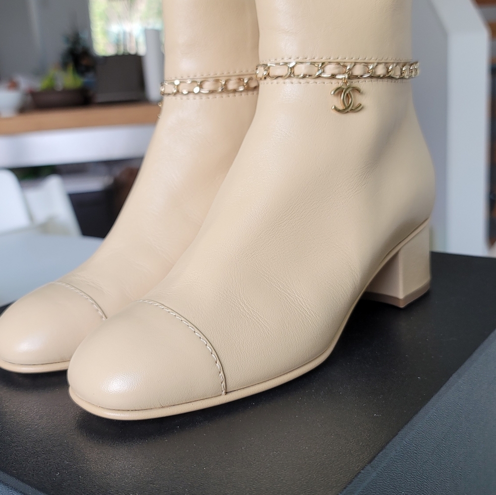 Chanel Beige Short Boots sz 37